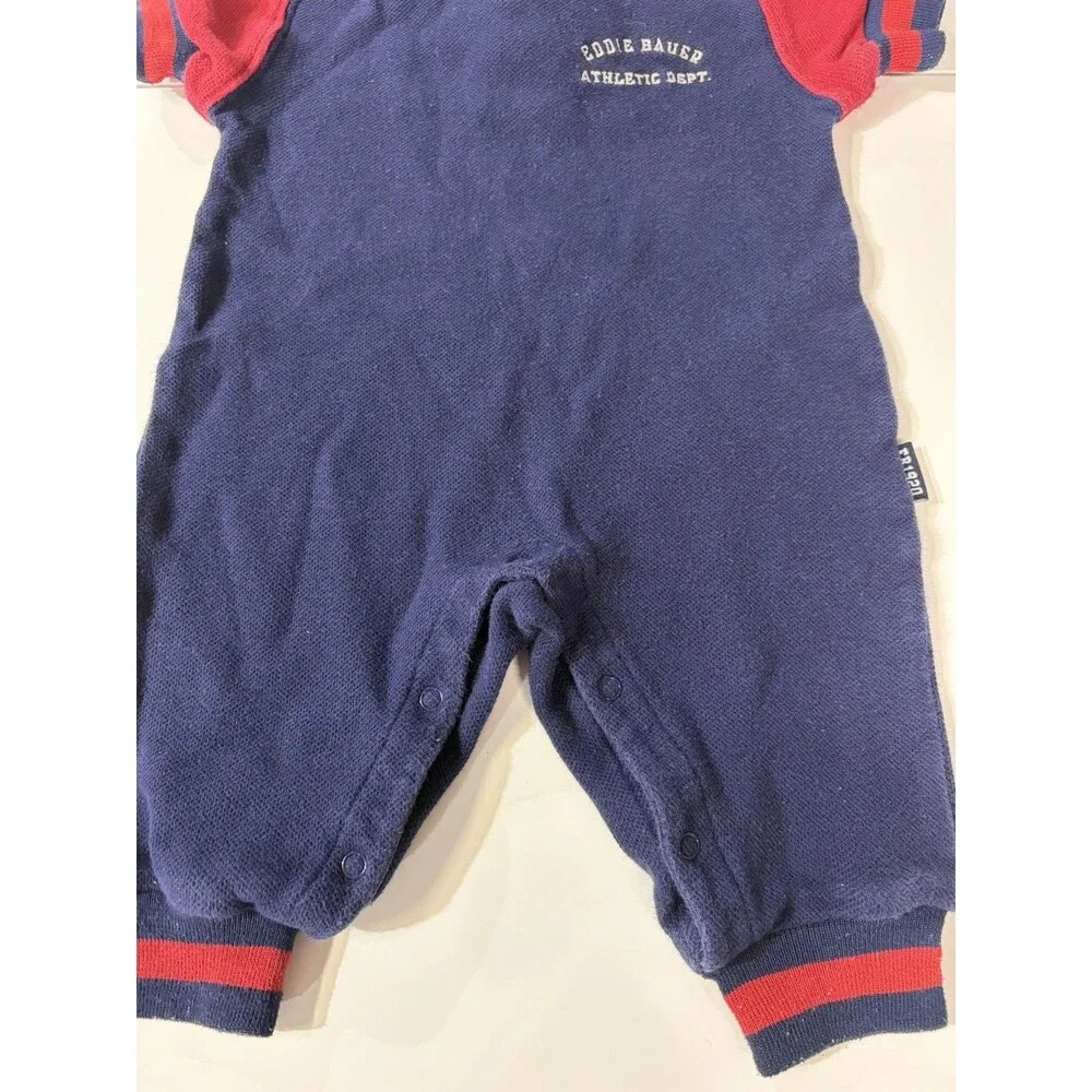 Vintage 90’s Eddie Bauer Blue Red Cotton One-Piece Romper 3-6 Months